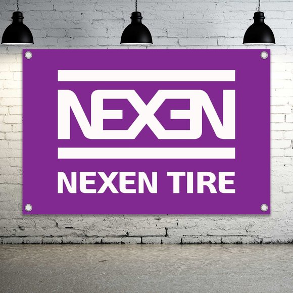 NEXEN TIRE Logo Vinyl Banner 1.5x2.5ft Sign Mechanic Shop Garage Fast Racing Fan - Picture 1 of 4